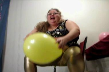 Big Ass Ballon Smash - My big ass can smash some balloons and I show you how I d it in these super tight golden pants which really show off my big huge ass!