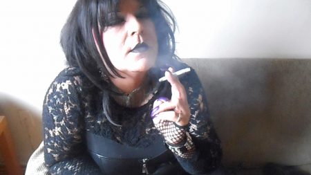 Goth Shemale Smoking - Vanessa fetish is your goth shemale mistress, smoking while talking dirty to you. She loves it, and loves her long nails too