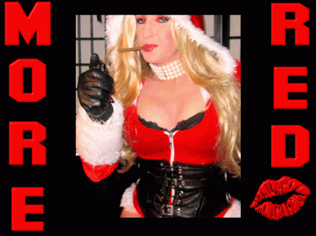 Miss Santa Sexy Smoking More Red - Smoking more red with leather gloves