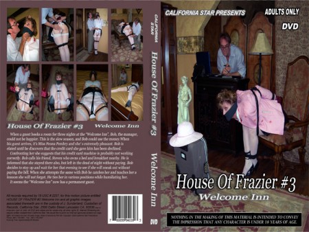 House Of Frazier 3 Welcome Inn - House Of Frazier 3 Welcome Inn

When a guest books a room for three nights at the Welcome Inn, Bob, the manager, could not be happier. This is the slow season, and Bob could use the money.When his guest arrives, its Miss Feona Pembry and she s extremely pleasant. Bob is elated until he discovers that the credit card she gave him has been declined.	Confronting her she suggests that his credit card machine is probably not working correctly. Bob calls his friend, Steven who owns a bed and breakfast nearby. He is informed that she stayed there also, but left in the dead of night without paying. Bob decides to stay up and wait for her that evening to see if she will sneak out without paying the bill. When she attempts the same with Bob he catches her and teaches her a lessson she will not forget. He ties her in various positions while humiliating her. It seems the Welcome Inn now has a permanent guest.