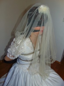 Bondage Bride - Not to worry, in not marriage yet :) it's only a game of bondage bride. In a wedding dress and long leather gloves. Hands tied back, gagged and blindfolded by under the veil. Partner pulls the veil and frees me gag. Following blowjob is still tied hands, masturbation in front of my face and cum sperm into my mouth