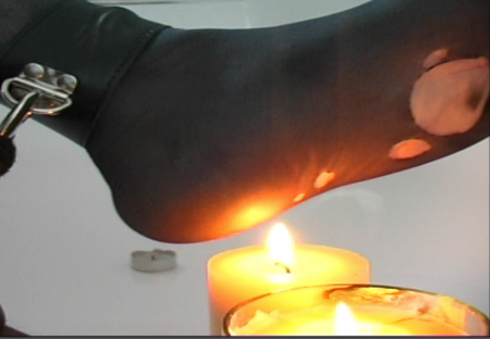 Feet Candle Flame Burn - Candle flame and wax *******.

start with bare feet, moving over lit candle, my feet start to warm up.

next feet are bound and in stockings, ****** to be over 2 candles.  The flames are heat burn through parts of the stockings to see the soles.  You can hear the whimpers as it burns too much.

if that wasnt enough, the hot wax is poured over the burnt sensitive soles as we hear the moans of pain, which in turn ends with an orgasm.